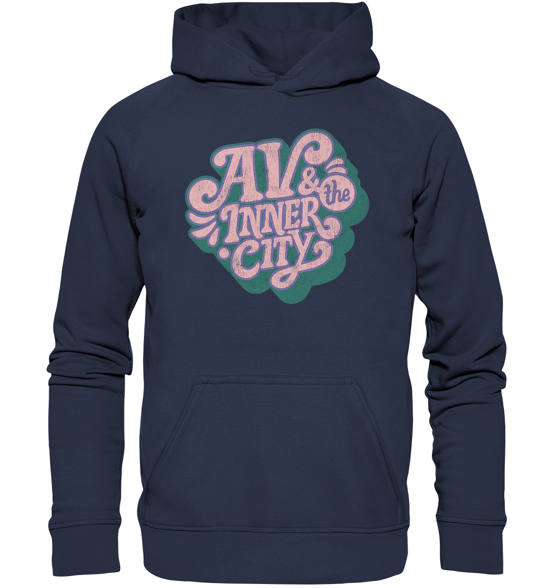 Kids' Premium Hoodie - Green and Pink Logo - AV & the Inner City Merchandise