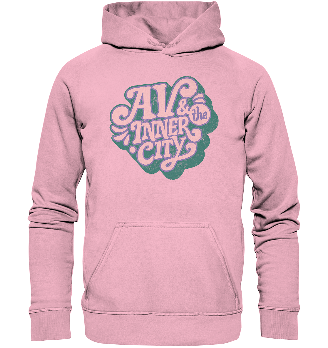 Kids' Premium Hoodie - Green and Pink Logo - AV & the Inner City Merchandise