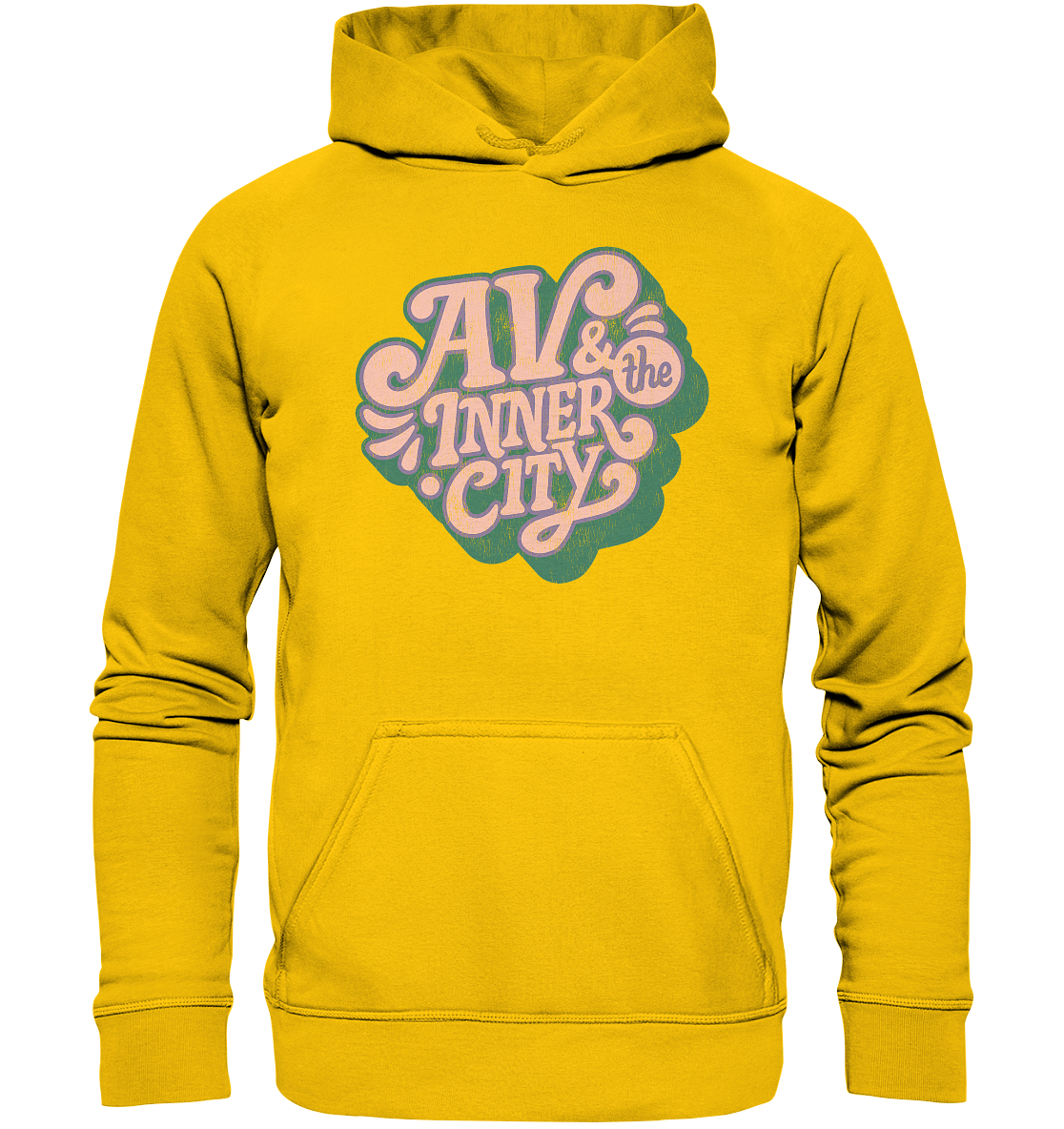 Kids' Premium Hoodie - Green and Pink Logo - AV & the Inner City Merchandise