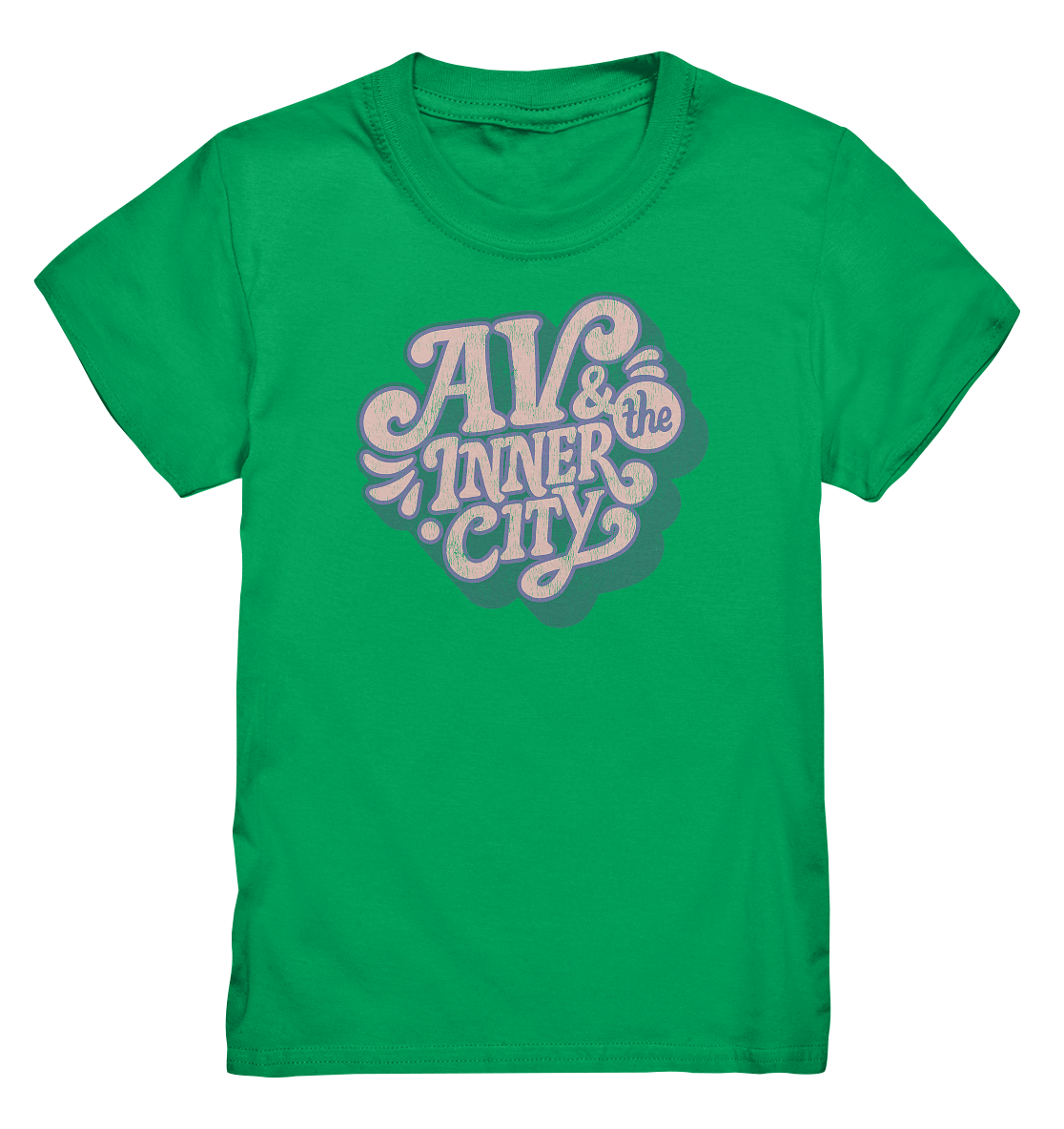 AV & the Inner City / Kids Premium T-Shirt - Green and Pink Logo