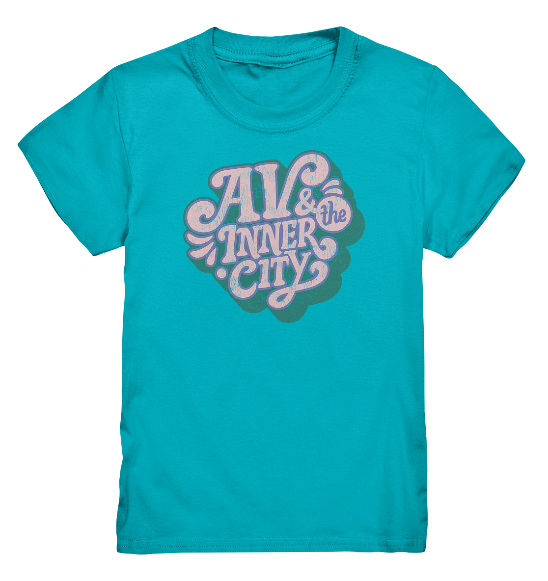 AV & the Inner City / Kids Premium T-Shirt - Green and Pink Logo