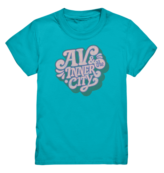AV & the Inner City / Kids Premium T-Shirt - Green and Pink Logo