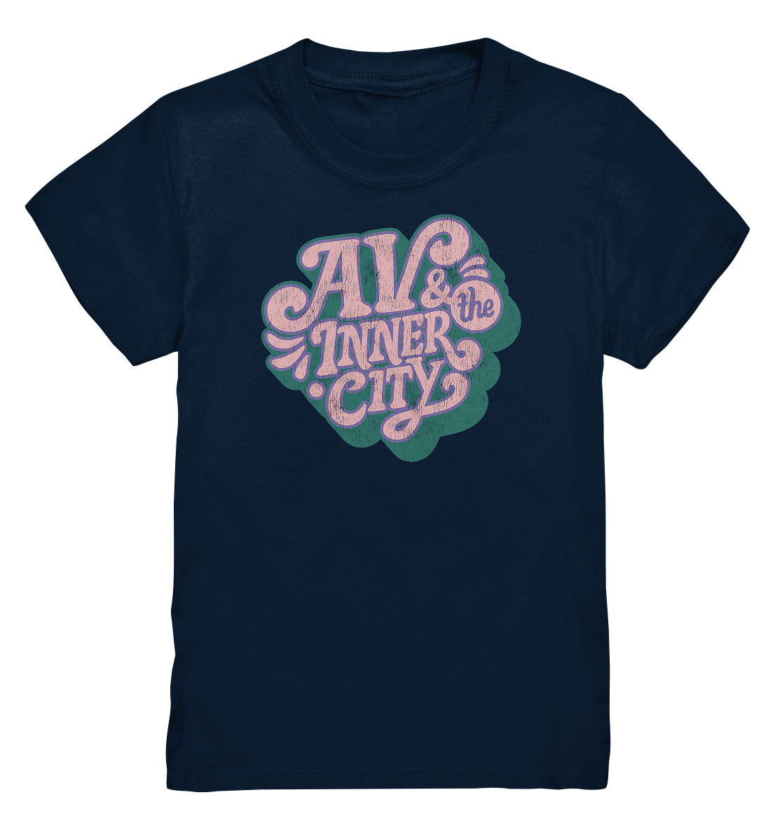 AV & the Inner City / Kids Premium T-Shirt - Green and Pink Logo