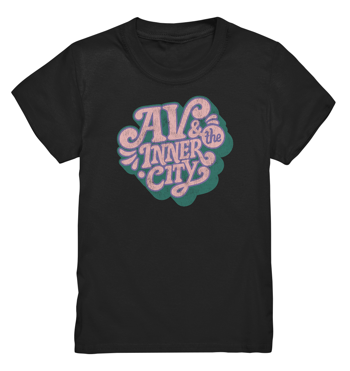 AV & the Inner City / Kids Premium T-Shirt - Green and Pink Logo