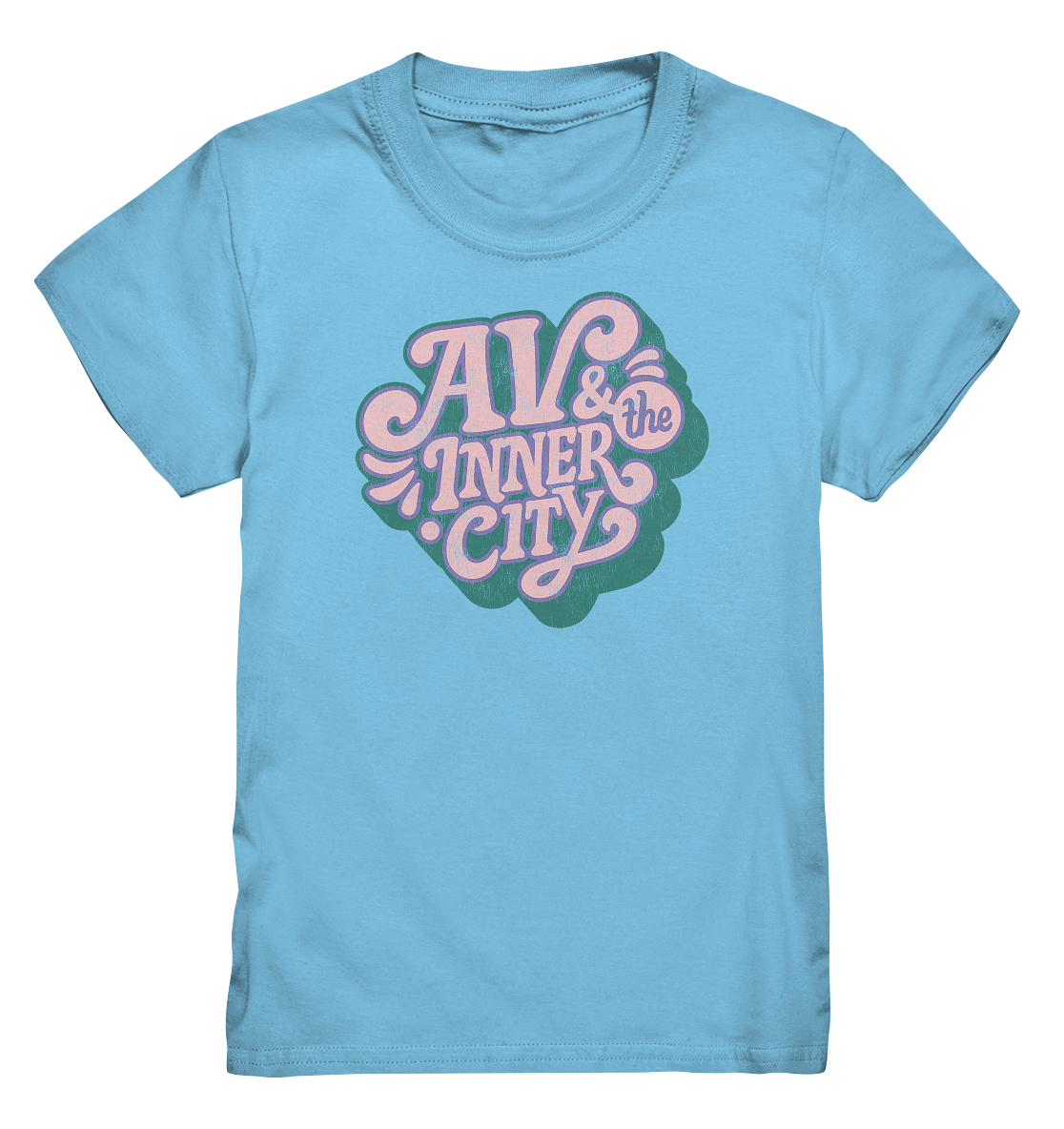 AV & the Inner City / Kids Premium T-Shirt - Green and Pink Logo