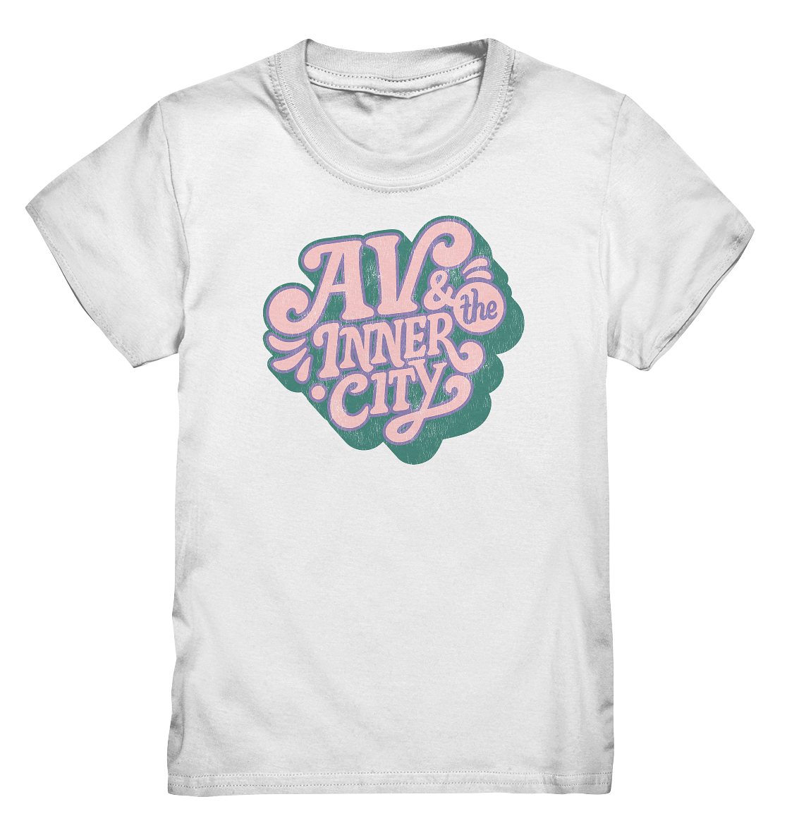 AV & the Inner City / Kids Premium T-Shirt - Green and Pink Logo