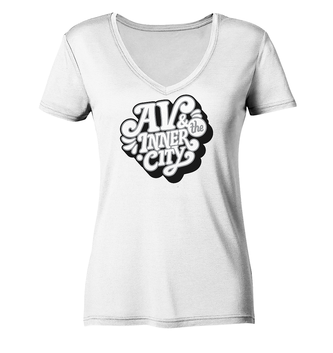 AV & the Inner City / Organic V-neck with White and Black Logo