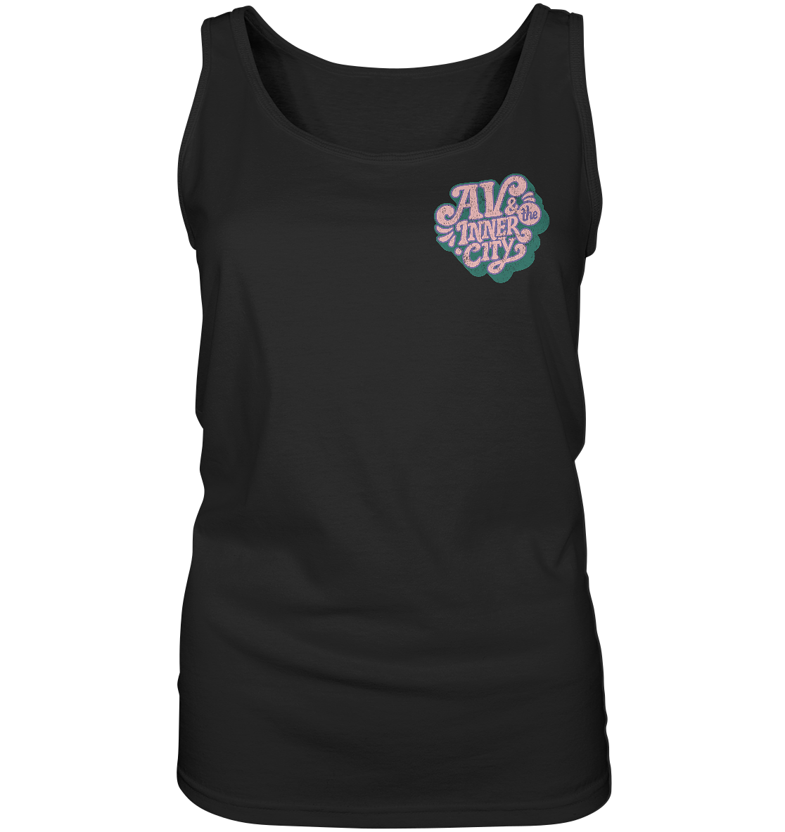 AV & the Inner City / Premium Women's Tank with Green and Pink Logo