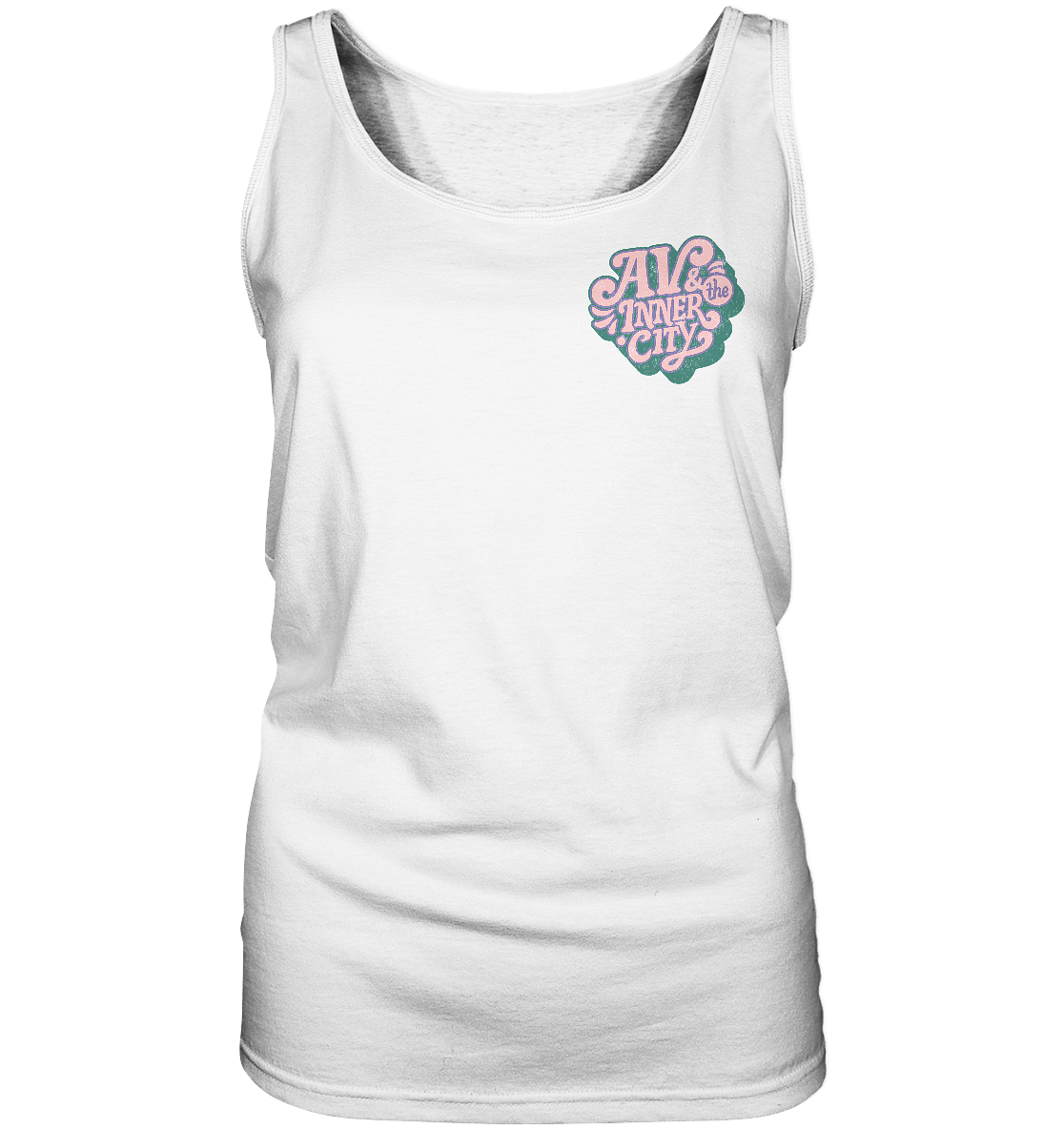 AV & the Inner City / Premium Women's Tank with Green and Pink Logo