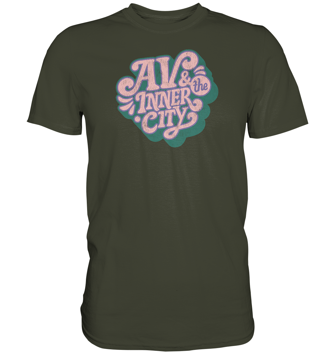 AV & the Inner City / Green and Pink Logo - Premium Shirt