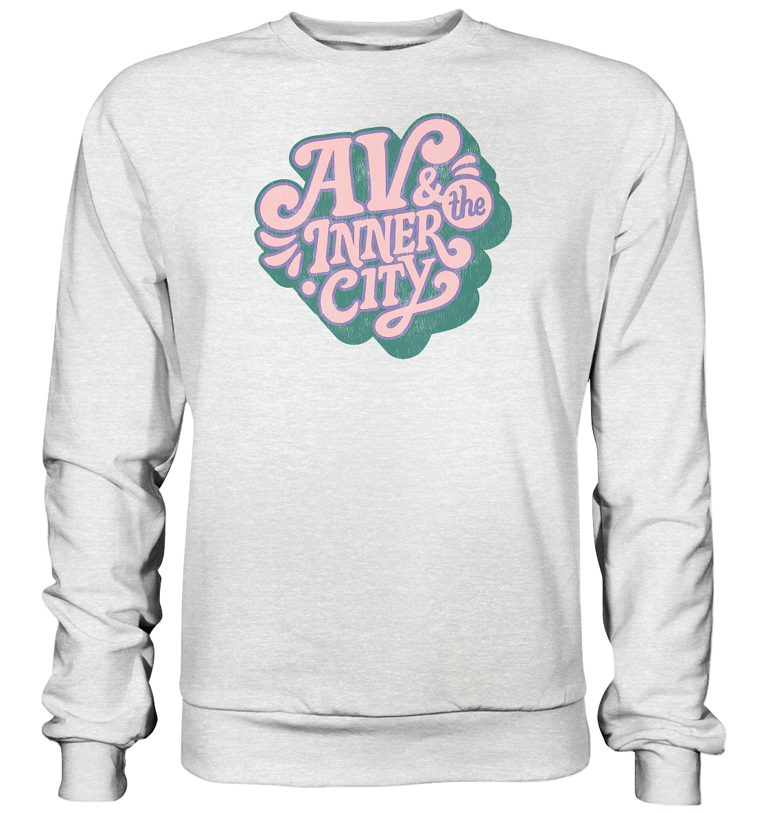 AV & the Inner City / Premium Sweatshirt with Green and Pink Logo