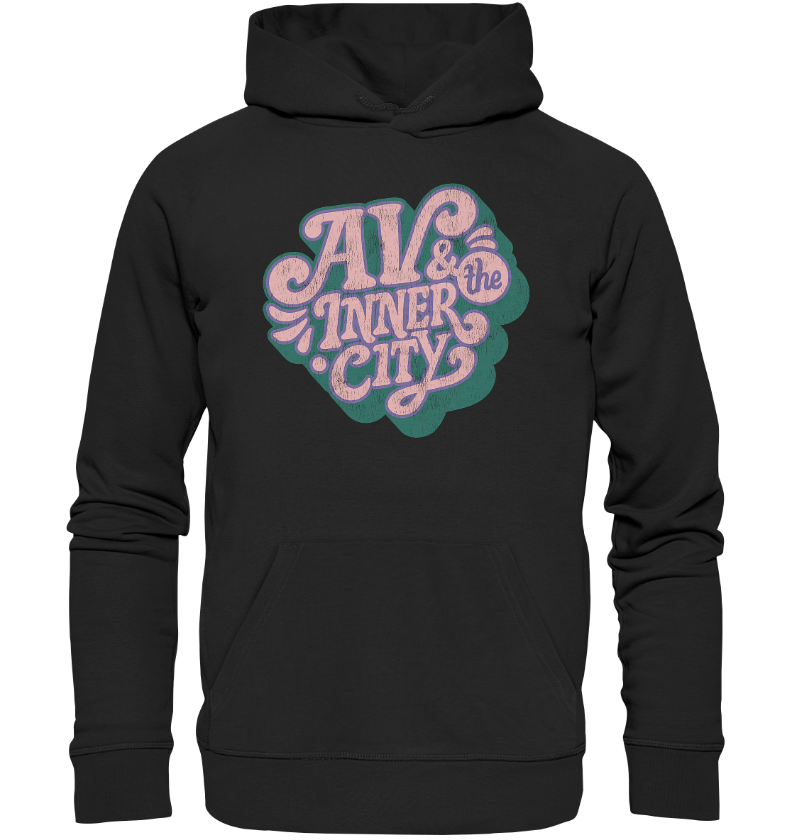 AV & the Inner City / Premium Hoodie with Pink and Green Logo