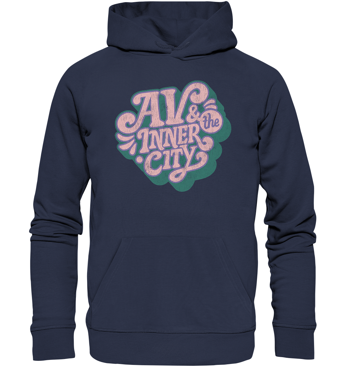 AV & the Inner City / Premium Hoodie with Pink and Green Logo