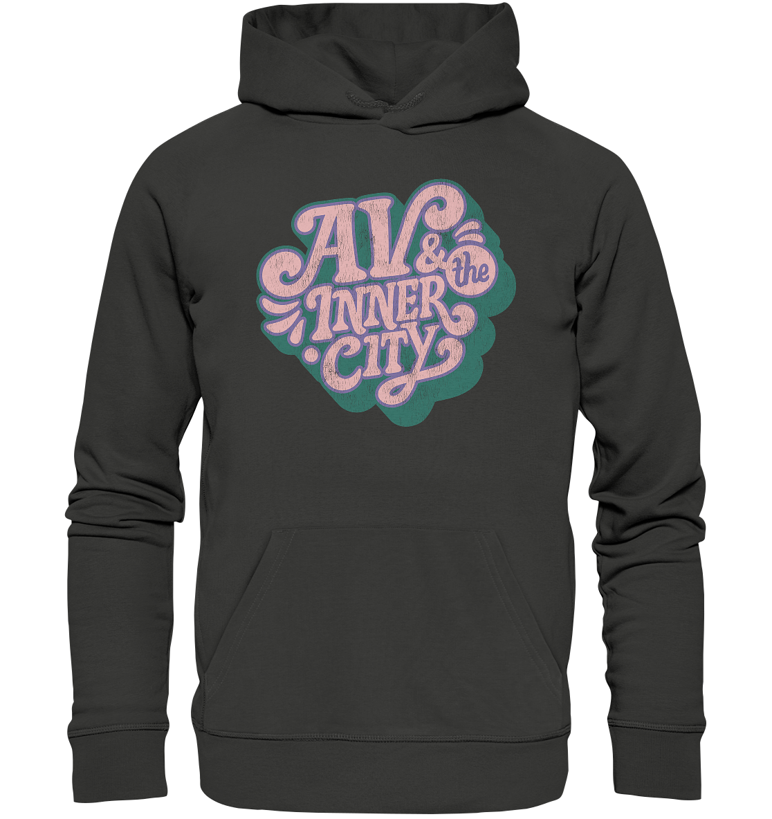 AV & the Inner City / Premium Hoodie with Pink and Green Logo