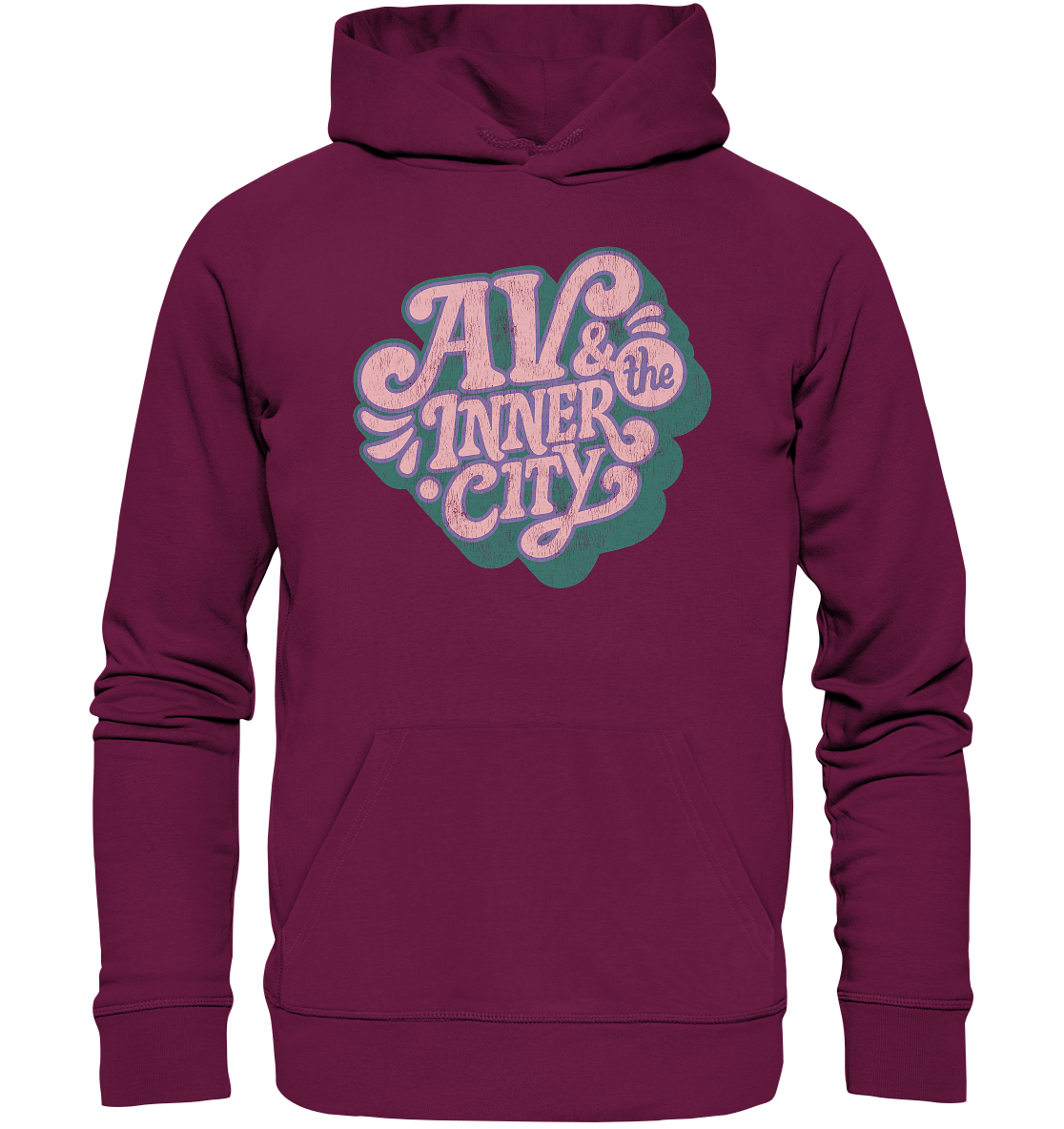 AV & the Inner City / Premium Hoodie with Pink and Green Logo