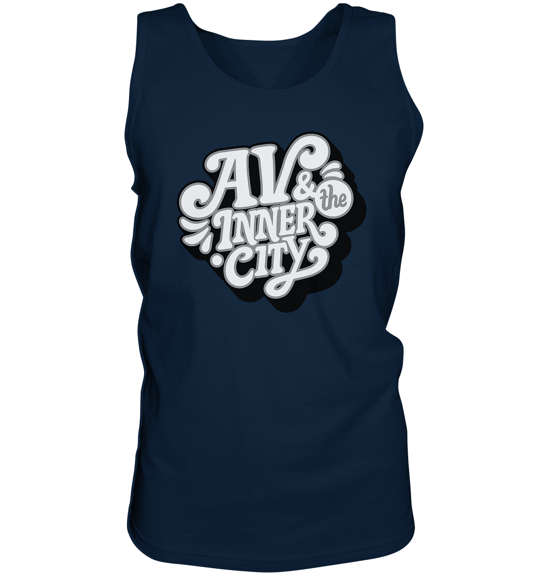 AV & the Inner City / Premium Men's Tank with White and Black Logo