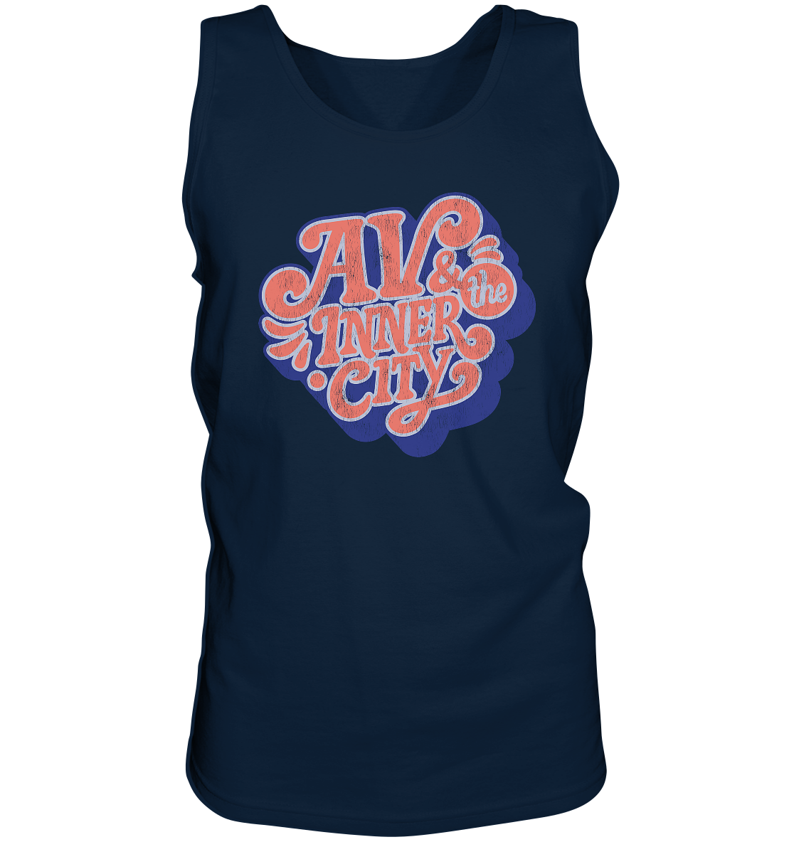 AV & the Inner City / Premium Men's Tank with Orange and Blue Logo