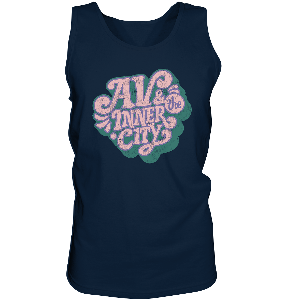 AV & the Inner City / Premium Men's Tank with Green and Pink Logo