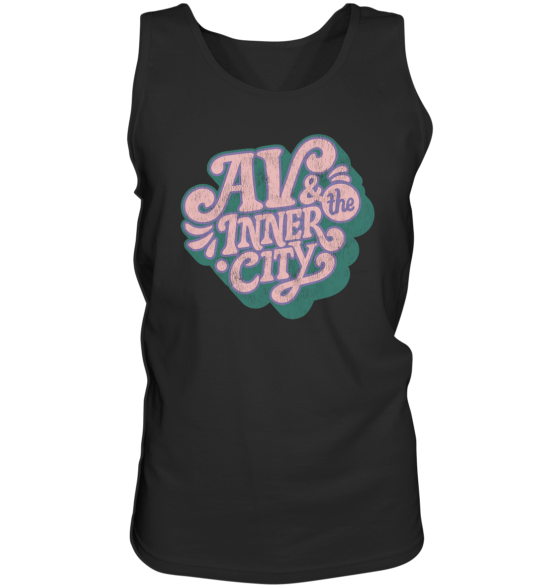 AV & the Inner City / Premium Men's Tank with Green and Pink Logo