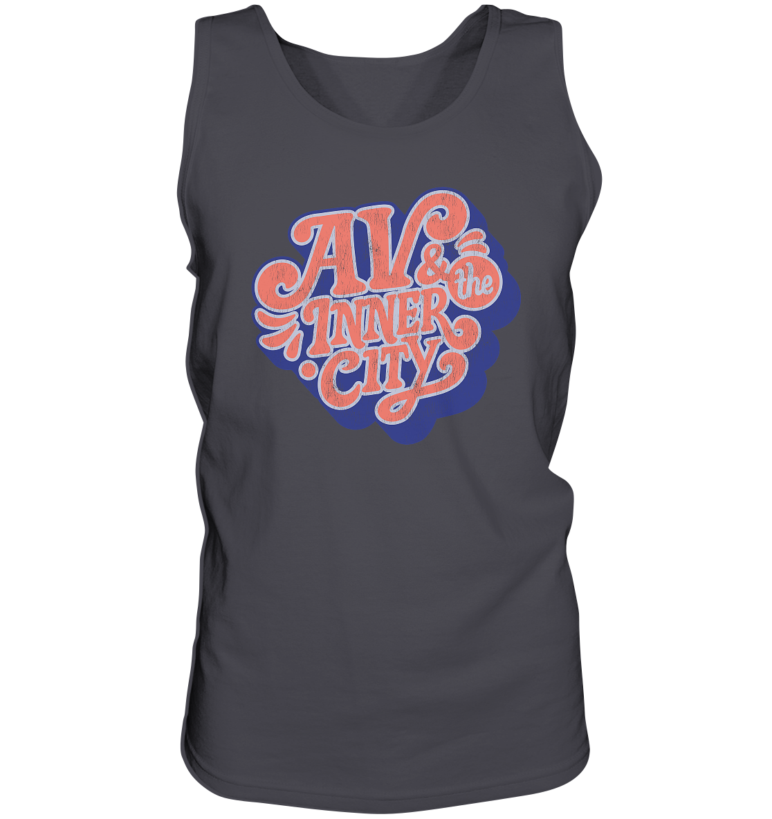 AV & the Inner City / Premium Men's Tank with Orange and Blue Logo