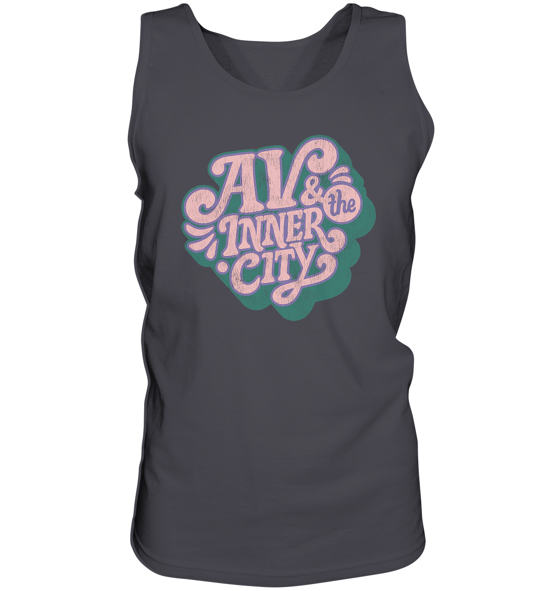 AV & the Inner City / Premium Men's Tank with Green and Pink Logo