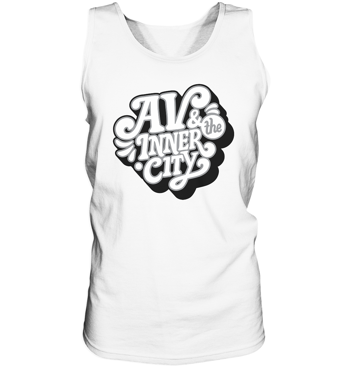 AV & the Inner City / Premium Men's Tank with White and Black Logo