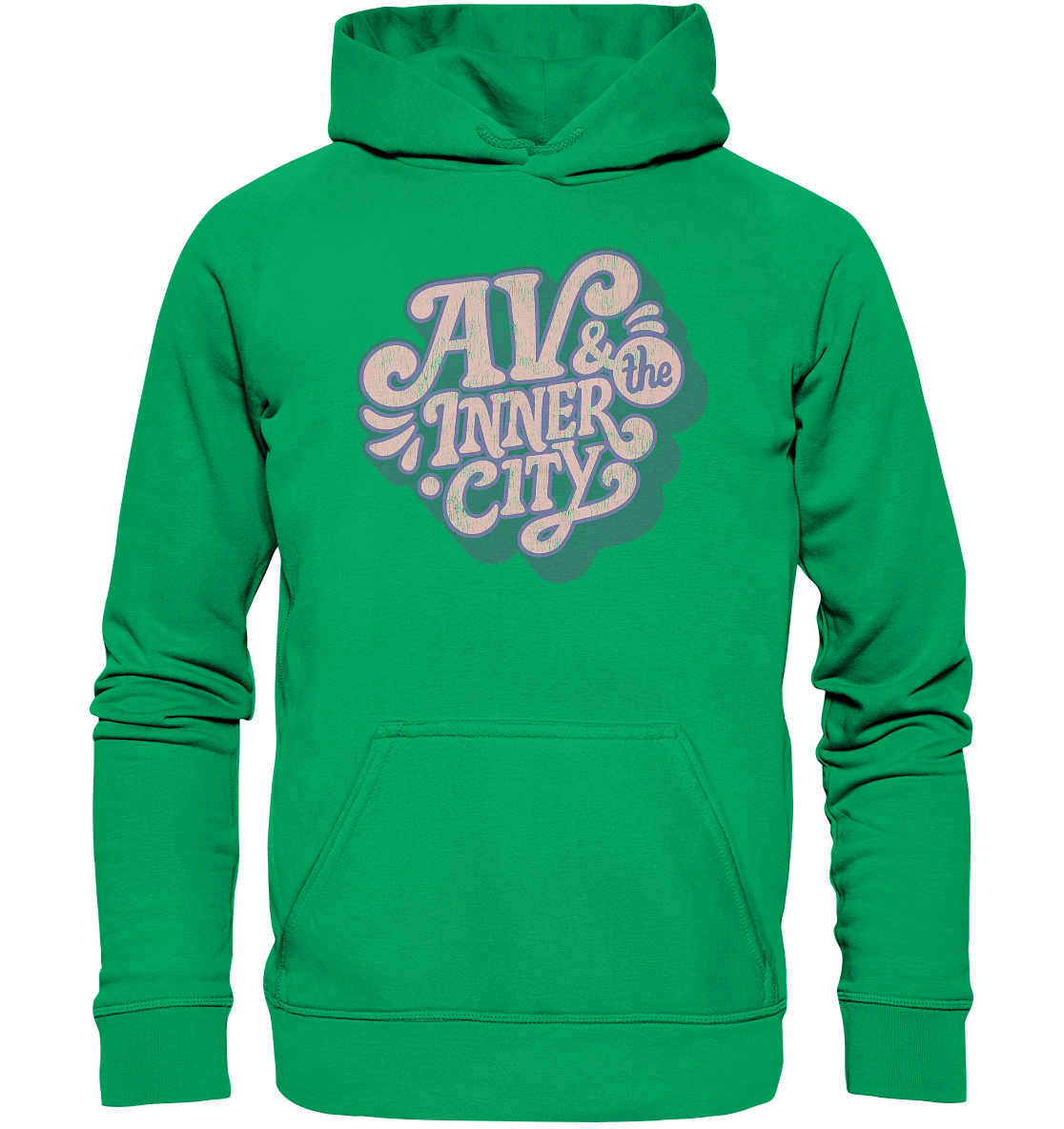 Kids' Premium Hoodie - Green and Pink Logo - AV & the Inner City Merchandise