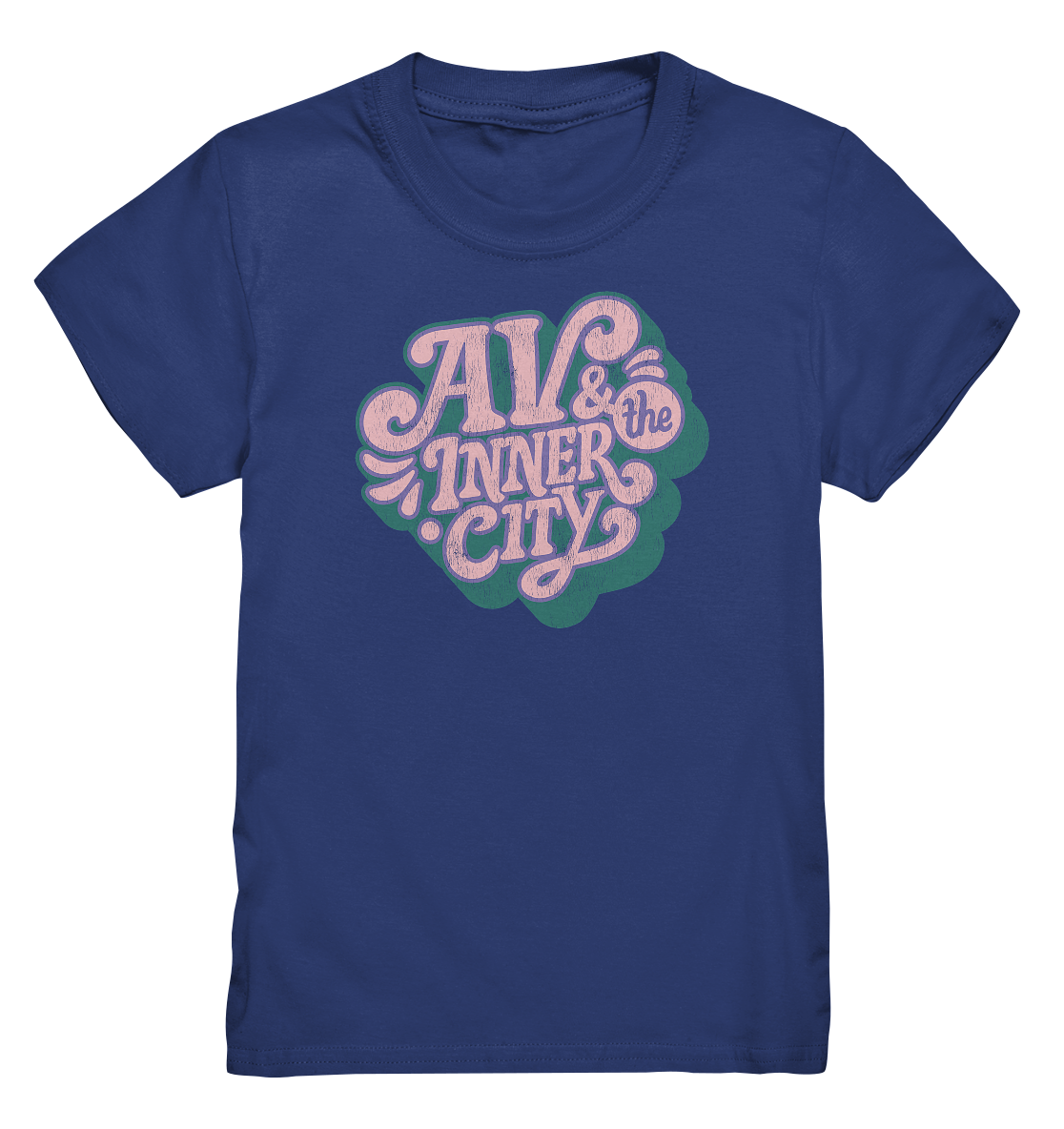 AV & the Inner City / Kids Premium T-Shirt - Green and Pink Logo