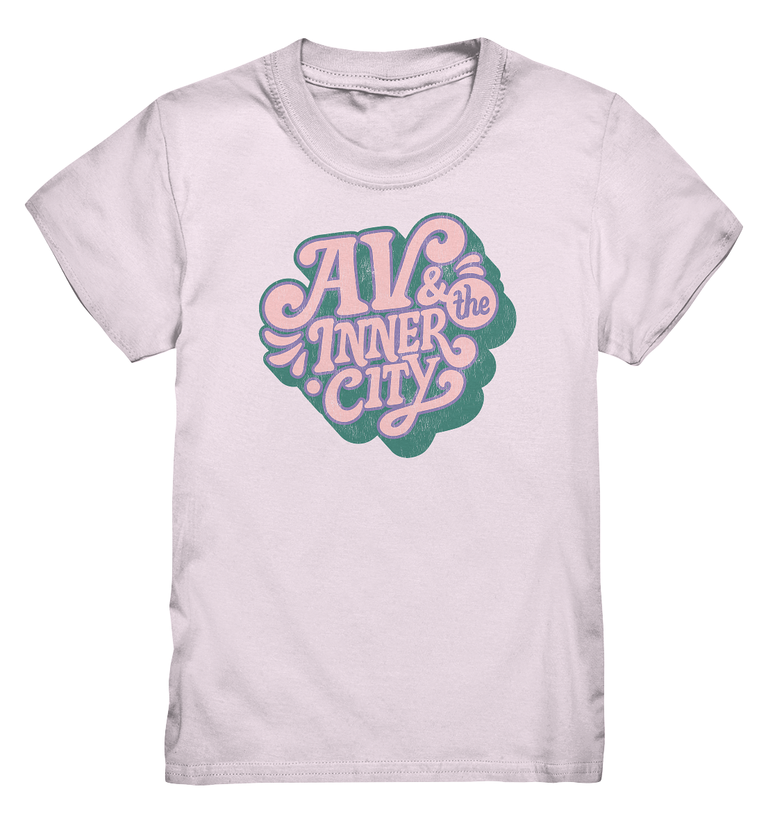 AV & the Inner City / Kids Premium T-Shirt - Green and Pink Logo