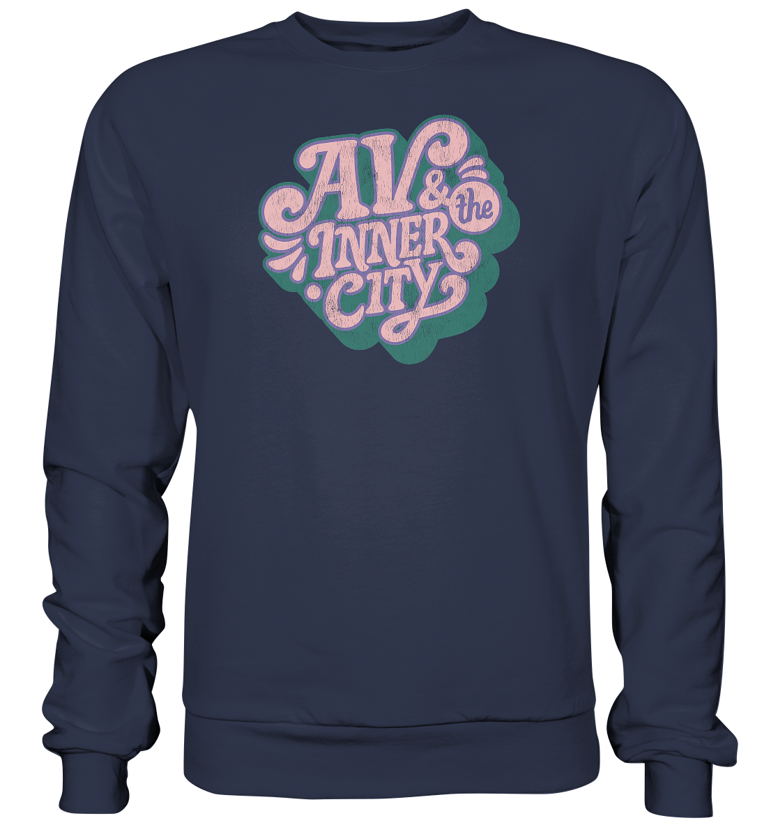 AV & the Inner City / Premium Sweatshirt with Green and Pink Logo